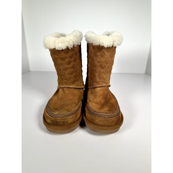 BILLY Cozy Quilt Lux Kids Boots US 12M Chestnut Suede Shearling Lined - Picture 4 of 9